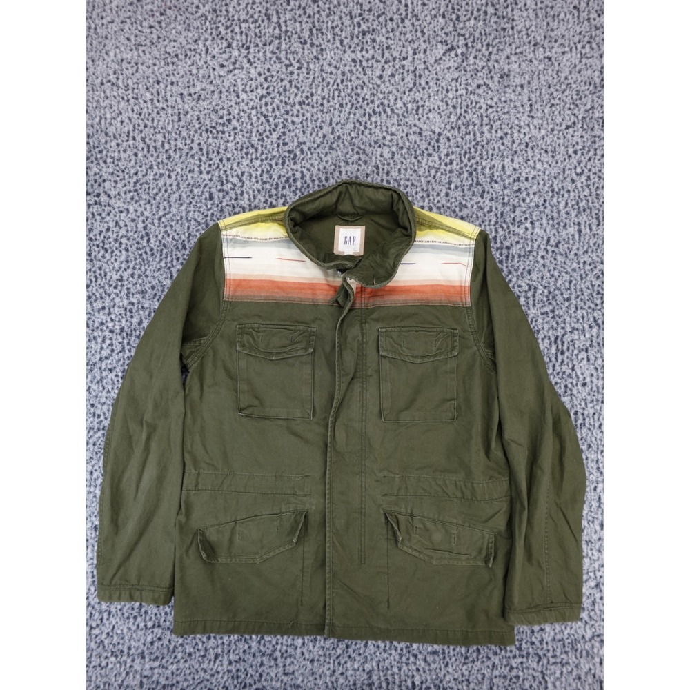 GAP Mens Olive Green Southwestern Striped Yoke Field Utility Jacket‎ Large